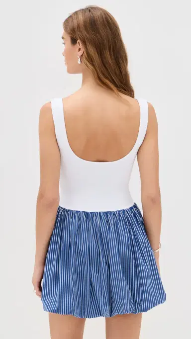 LE BOP Piper Combo Dress White/Blue Stripe M | Thumbnail 3