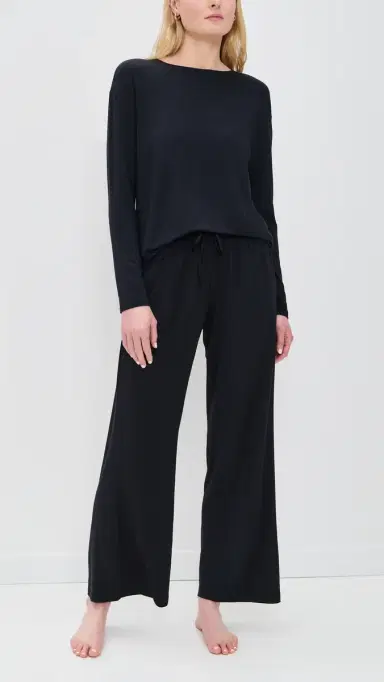 Eberjey Gisele eparates Long Sleeve Top Black | Thumbnail 5
