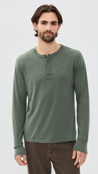 Save Khaki Long Sleeve upima Jersey Henley Basil | Thumbnail 2 Save Khaki Long Sleeve upima Jersey Henley Basil | Thumbnail 2