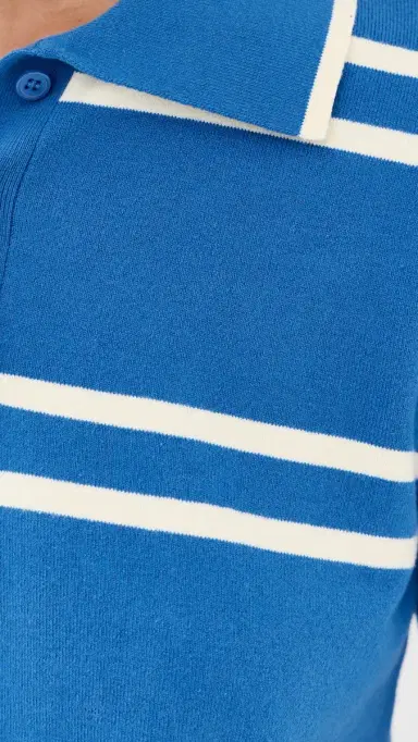 State & Lake Short Sleeve Striped Polo Cobalt/White | Thumbnail 6