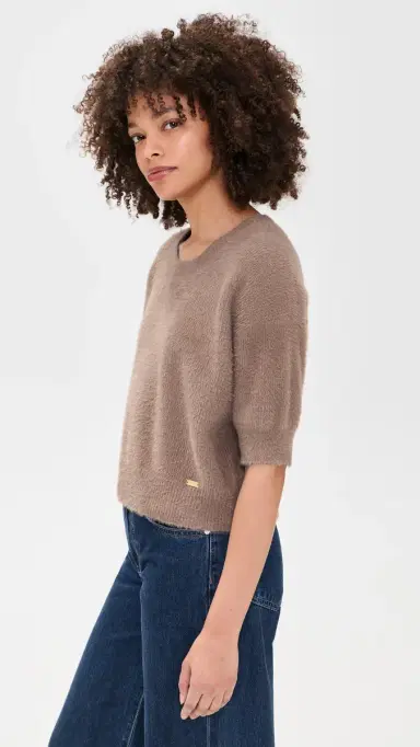 L'AGENCE Guinevere Crop Crew Pullover Cardamom | Thumbnail 4