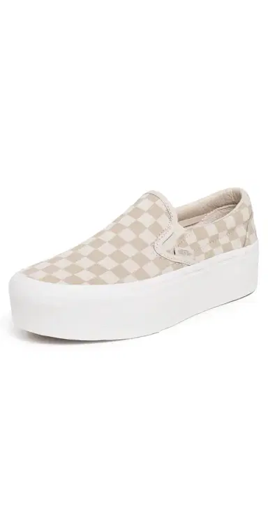 Vans Classic Slip-On Stackform Sneakers Check Mushroom/Marshmallow | Thumbnail 1 Vans Classic Slip-On Stackform Sneakers Check Mushroom/Marshmallow | Thumbnail 1