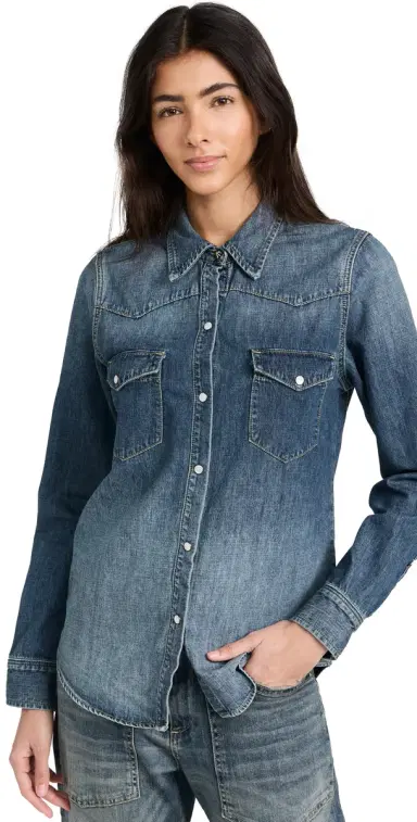 Nili Lotan Travis Denim Shirt Classic Wash | Thumbnail 1 Nili Lotan Travis Denim Shirt Classic Wash | Thumbnail 1