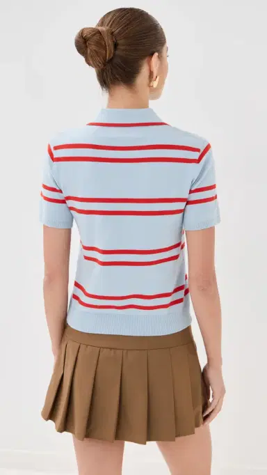 State & Lake Short Sleeve Striped Polo Light Blue/Burnt Orange | Thumbnail 3