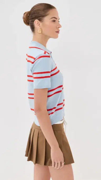 State & Lake Short Sleeve Striped Polo Light Blue/Burnt Orange | Thumbnail 4