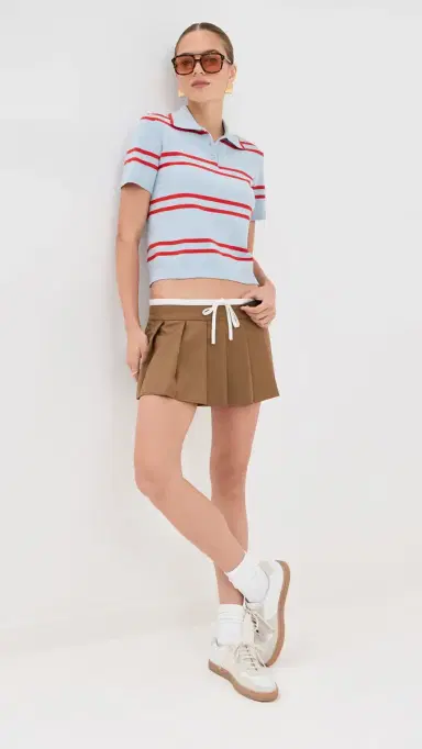 State & Lake Short Sleeve Striped Polo Light Blue/Burnt Orange | Thumbnail 5