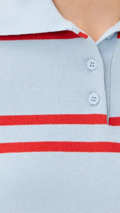 State & Lake Short Sleeve Striped Polo Light Blue/Burnt Orange | Thumbnail 6