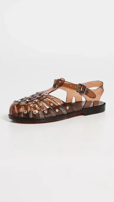 Loeffler Randall Rhys Jelly Sandals Brown/Clear 5 | Thumbnail 2