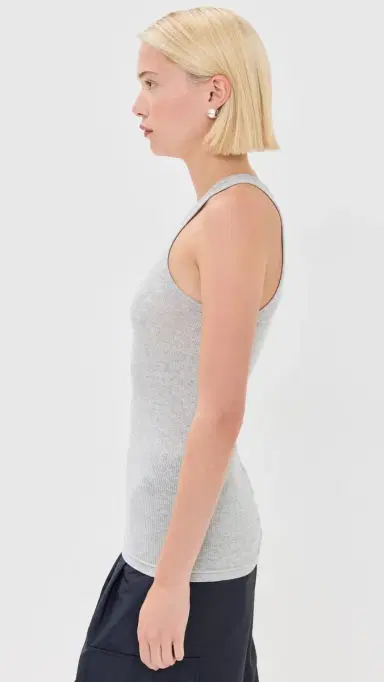 Tibi Circular Fine Rib T Tank Heather Grey XS | Thumbnail 4 Tibi Circular Fine Rib T Tank Heather Grey XS | Thumbnail 4