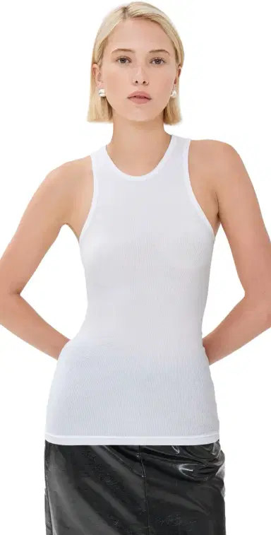 Tibi Circular Fine Rib T Tank White M | Thumbnail 1 Tibi Circular Fine Rib T Tank White M | Thumbnail 1