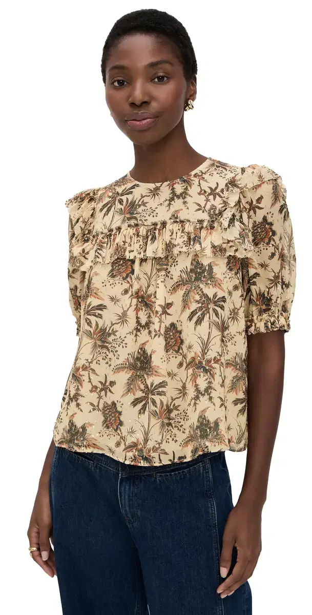 Ulla Johnson Jodie Puff Sleeve Top Cameo