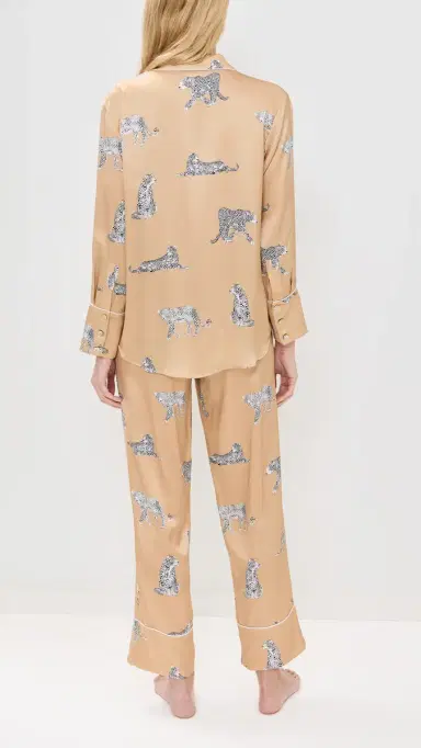 Petite Plume Mulberry Silk Panther Champagne Pajama et Gold | Thumbnail 3