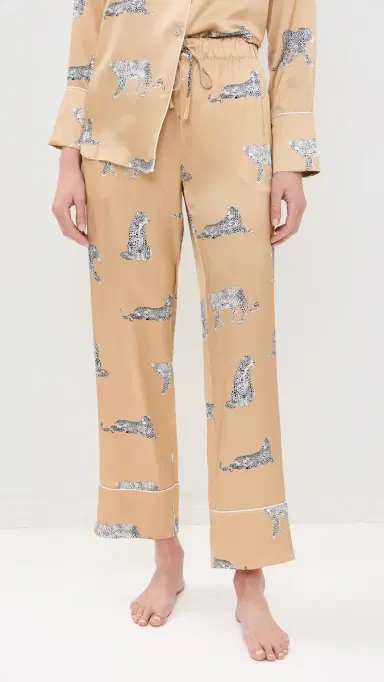 Petite Plume Mulberry Silk Panther Champagne Pajama et Gold | Thumbnail 5
