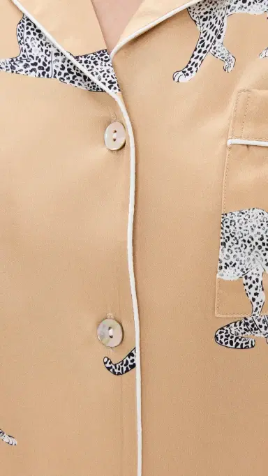 Petite Plume Mulberry Silk Panther Champagne Pajama et Gold | Thumbnail 6