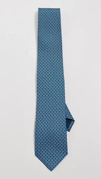FERRAGAMO Silk Link Tie Navy One Size | Thumbnail 2