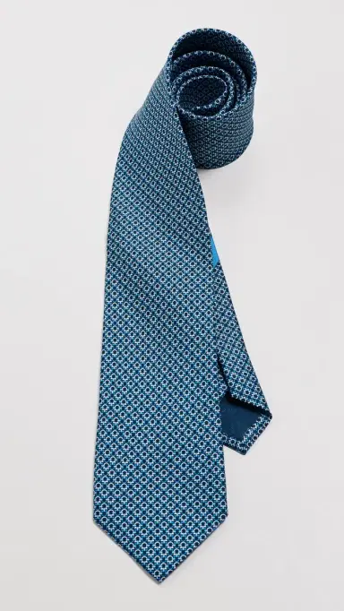 FERRAGAMO Silk Link Tie Navy One Size | Thumbnail 3