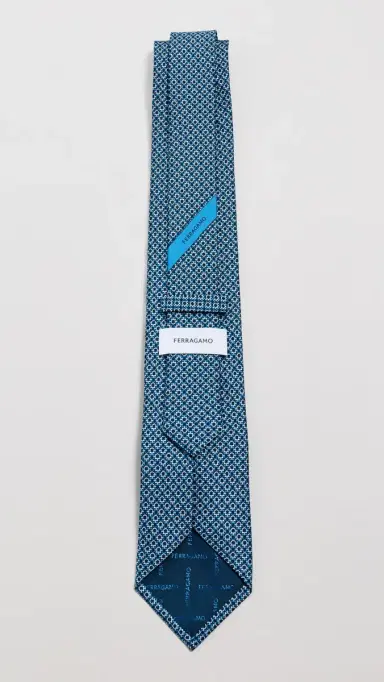FERRAGAMO Silk Link Tie Navy One Size | Thumbnail 4