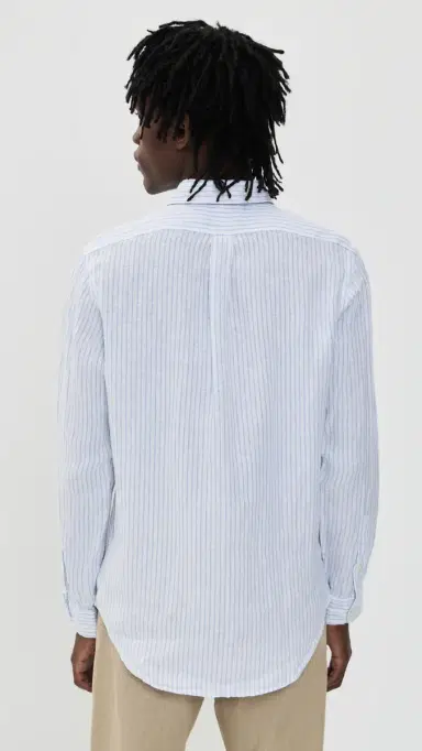 Polo Ralph Lauren Stripe Linen Shirt White Blue | Thumbnail 3
