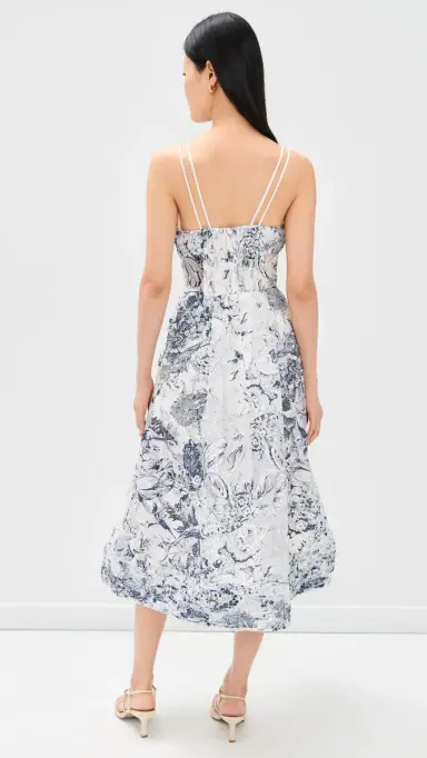 En Saison Cyrus Midi Dress White Navy M | Thumbnail 3 En Saison Cyrus Midi Dress White Navy M | Thumbnail 3