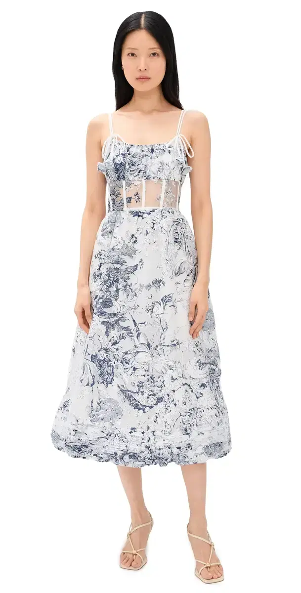 En Saison Cyrus Midi Dress White Navy M