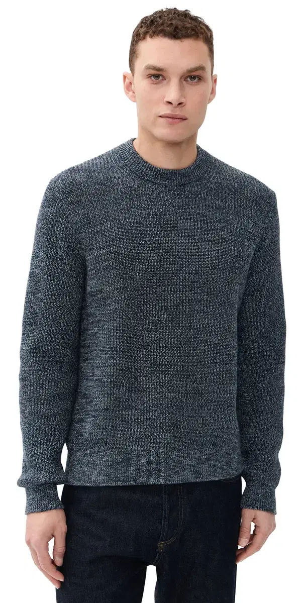 Fisherman ong Sleeve Crewneck Sweater Ink Marl