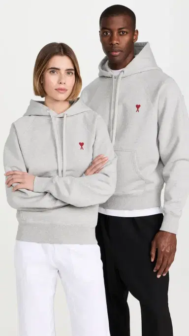 AMI De Coeur Unisex Hoodie Heather Ash Grey | Thumbnail 2