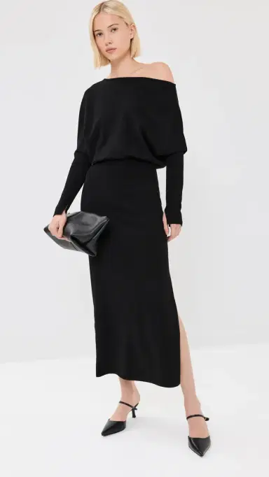 Simkhai Janese Off Shoulder Midi Dress Black | Thumbnail 2
