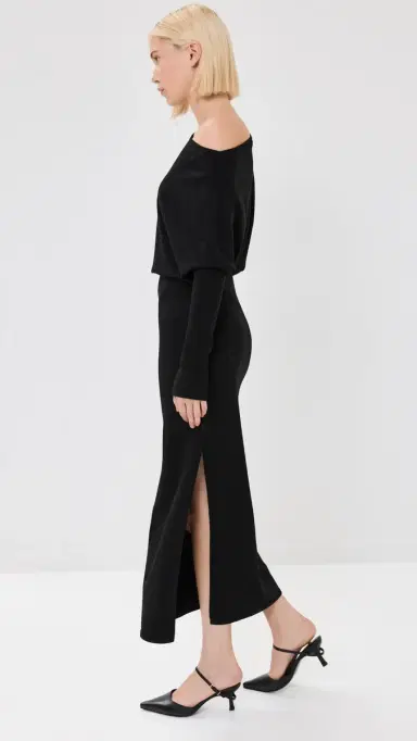 Simkhai Janese Off Shoulder Midi Dress Black | Thumbnail 4