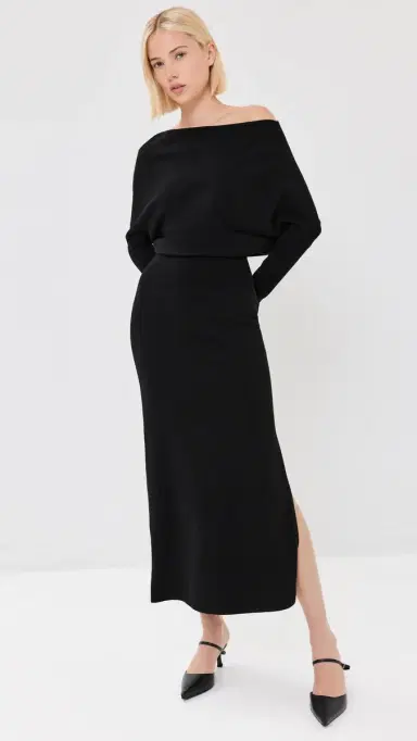 Simkhai Janese Off Shoulder Midi Dress Black | Thumbnail 5