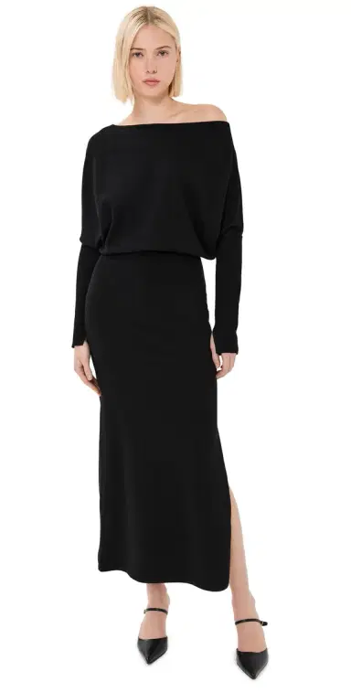 Simkhai Janese Off Shoulder Midi Dress Black | Thumbnail 1