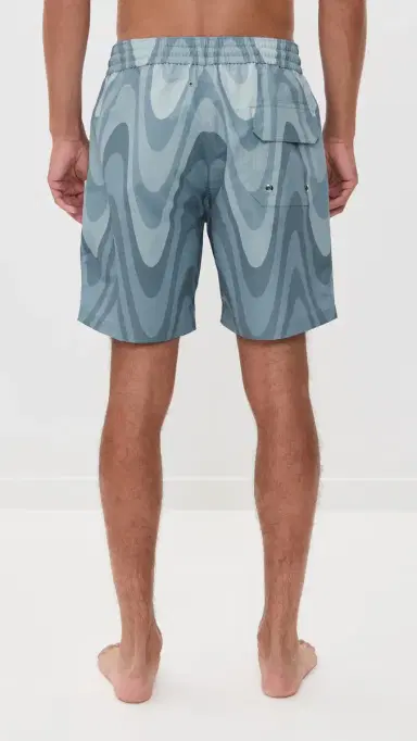 Frescobol Carioca Copa Grain Print Santos Swim Shorts 7 Coastal Blue | Thumbnail 3