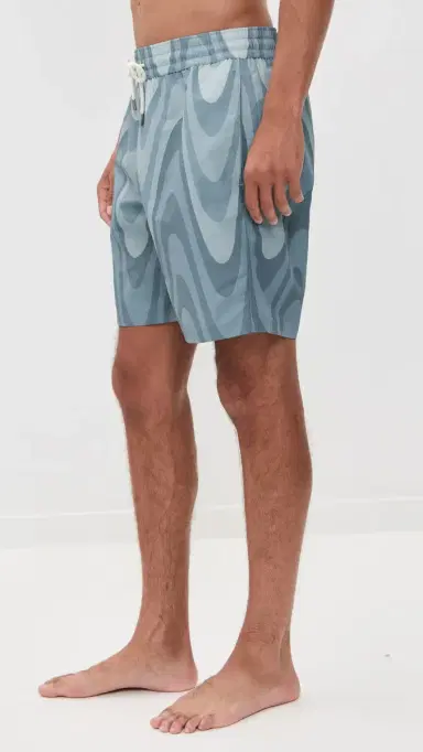 Frescobol Carioca Copa Grain Print Santos Swim Shorts 7 Coastal Blue | Thumbnail 4