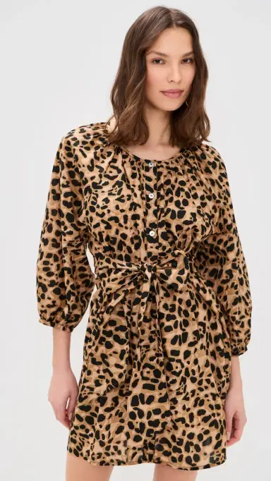 Natalie Martin Collection Alex Short Dress Leopard Cotton | Thumbnail 2 Natalie Martin Collection Alex Short Dress Leopard Cotton | Thumbnail 2