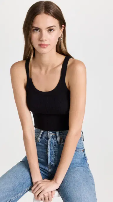 RE/DONE Cropped ribbed tank Black | Thumbnail 2
