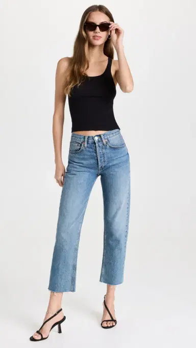 RE/DONE Cropped ribbed tank Black | Thumbnail 5