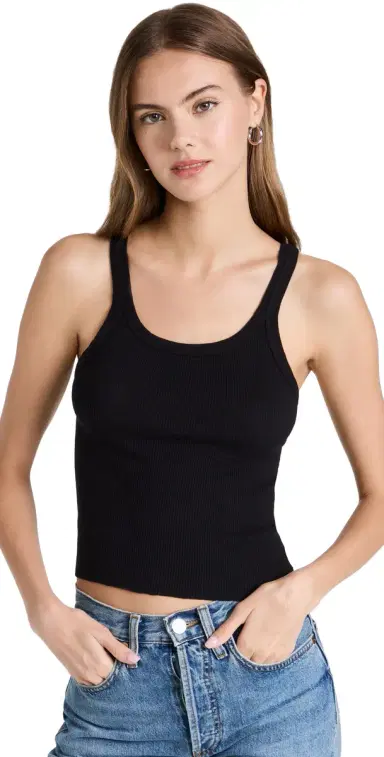 RE/DONE Cropped ribbed tank Black | Thumbnail 1