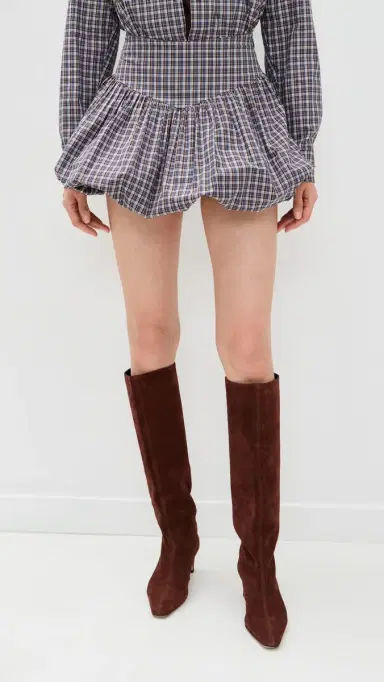 LE BOP Zoe Bubble Skirt Chocolate Check | Thumbnail 2