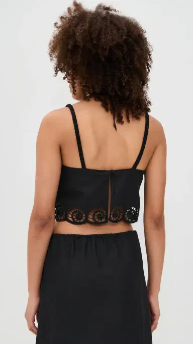 Onia Air Linen Scallop Cropped Top Black | Thumbnail 3 Onia Air Linen Scallop Cropped Top Black | Thumbnail 3