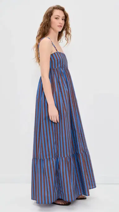 English Factory Big Stripe Maxi Dress Blue/Brown Stripe | Thumbnail 4 English Factory Big Stripe Maxi Dress Blue/Brown Stripe | Thumbnail 4