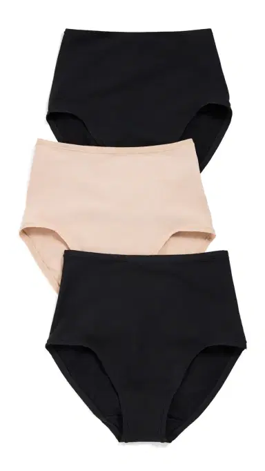 Natori Bliss Bare Cotton High Waist Briefs 3 Pack Black/Black/Café S | Thumbnail 6
