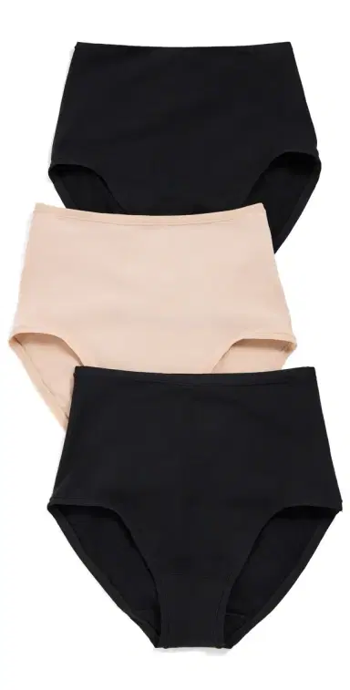 Natori Bliss Bare Cotton High Waist Briefs 3 Pack Black/Black/Café S | Thumbnail 1