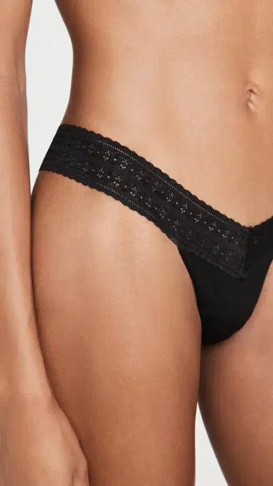 Hanky Panky Dream Low Rise Thongs 3 Pack Cotton Candy/Black/Chai One Size | Thumbnail 5