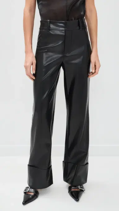ALICE + OLIVIA Alexander High Rise Vegan Leather Pants Black | Thumbnail 2 ALICE + OLIVIA Alexander High Rise Vegan Leather Pants Black | Thumbnail 2