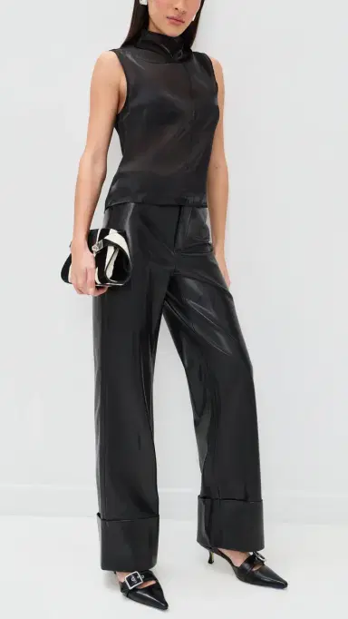 ALICE + OLIVIA Alexander High Rise Vegan Leather Pants Black | Thumbnail 5 ALICE + OLIVIA Alexander High Rise Vegan Leather Pants Black | Thumbnail 5