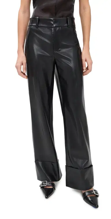 ALICE + OLIVIA Alexander High Rise Vegan Leather Pants Black | Thumbnail 1 ALICE + OLIVIA Alexander High Rise Vegan Leather Pants Black | Thumbnail 1