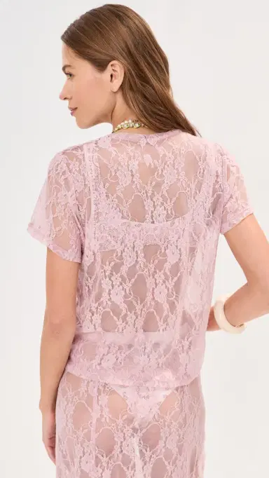LE BOP Lace Tee Pink S | Thumbnail 4