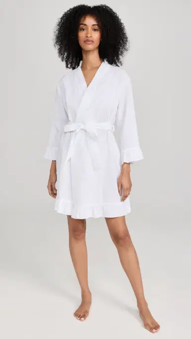 Petite Plume Women's Swiss Dot Robe White L | Thumbnail 5 Petite Plume Women's Swiss Dot Robe White L | Thumbnail 5