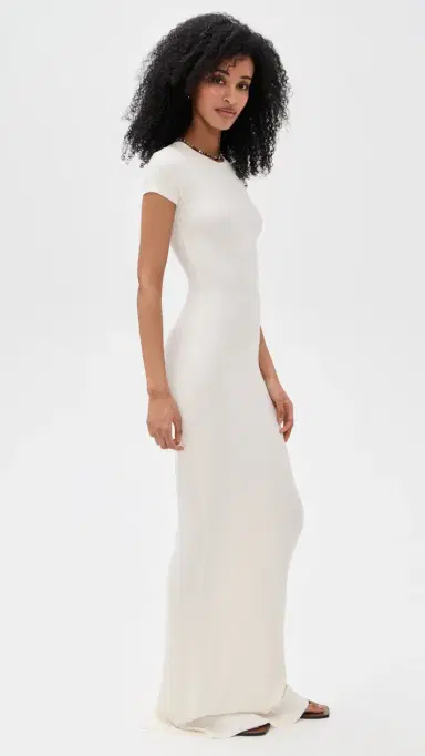 Éterne Cap Sleeve axi Dress Cream | Thumbnail 4 Éterne Cap Sleeve axi Dress Cream | Thumbnail 4