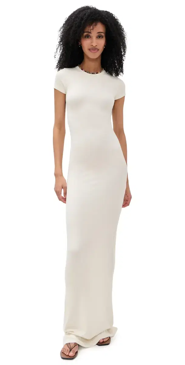 Cap Sleeve axi Dress Cream