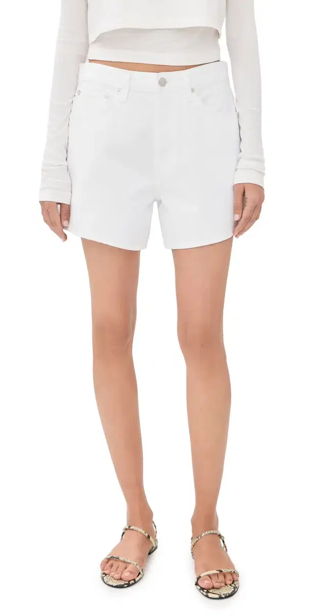 AGOLDE Leith Low Slung Relaxed Fit Shorts Marshmallow